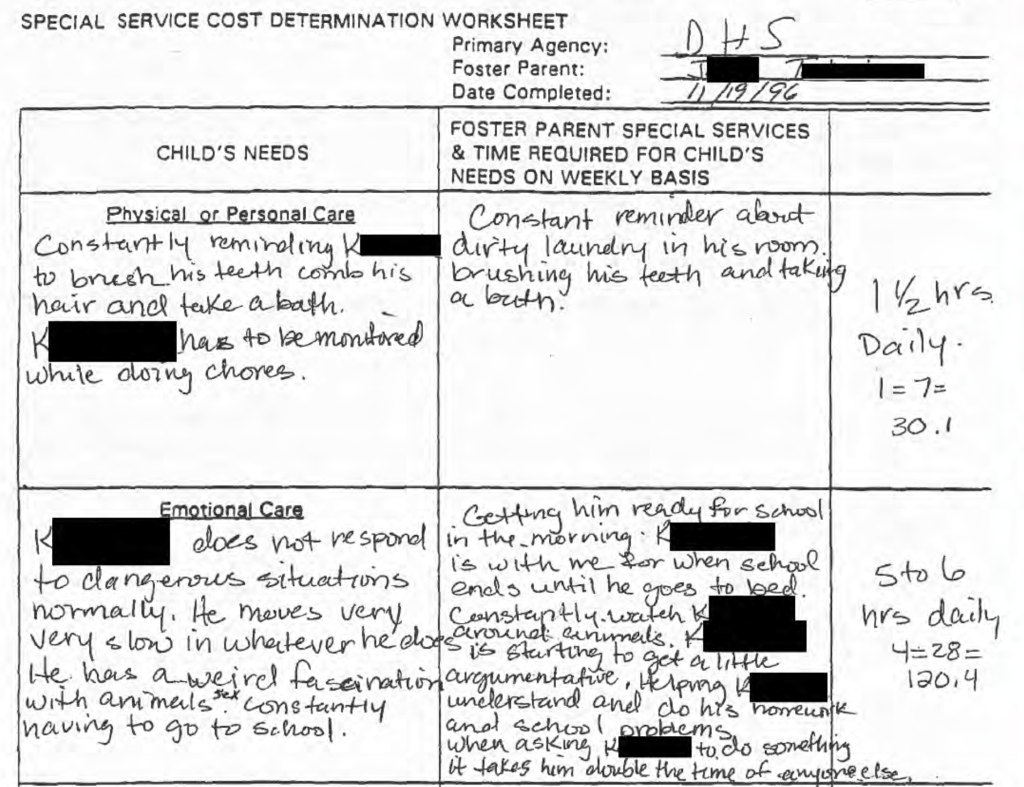 In 1996, John Teixeira applied for extra payments because of the difficulty of caring for his foster boys/